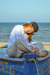 a person sitting on a boat