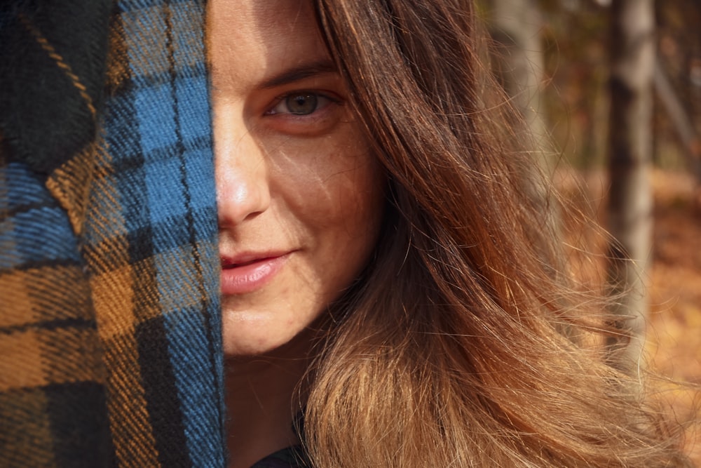 a woman with long hair