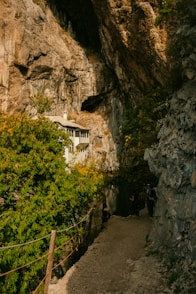 a path between rocky cliffs