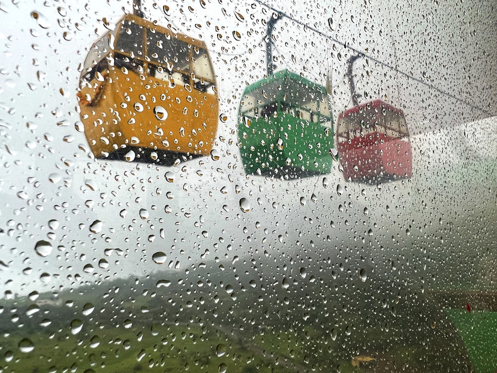 a window with rain drops on it