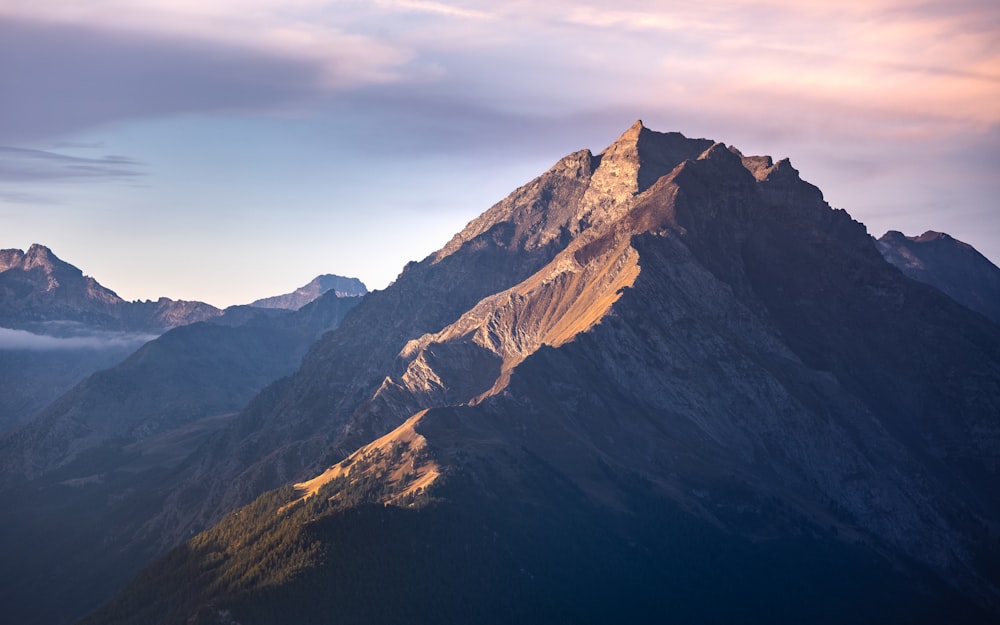 a mountain with snow