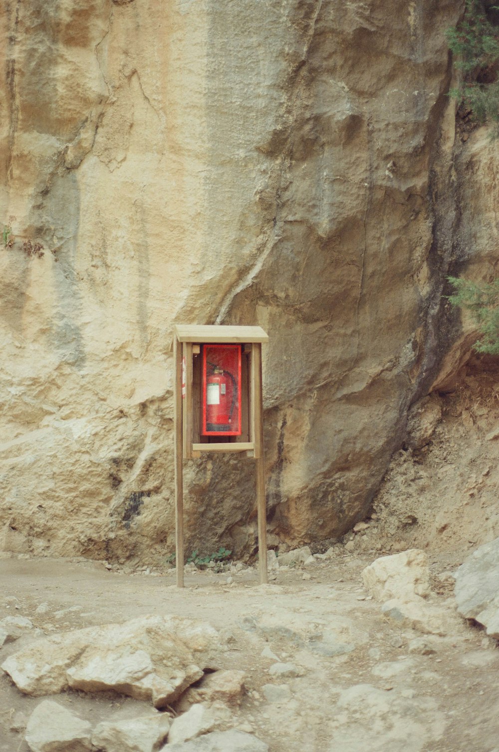 a window in a rock wall