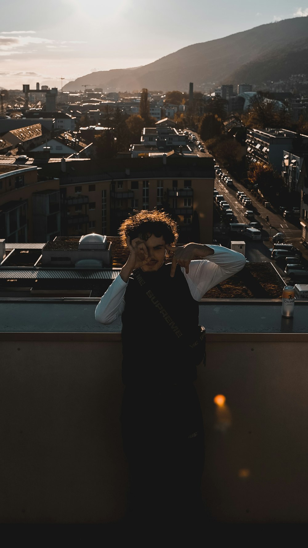 a person standing on a balcony