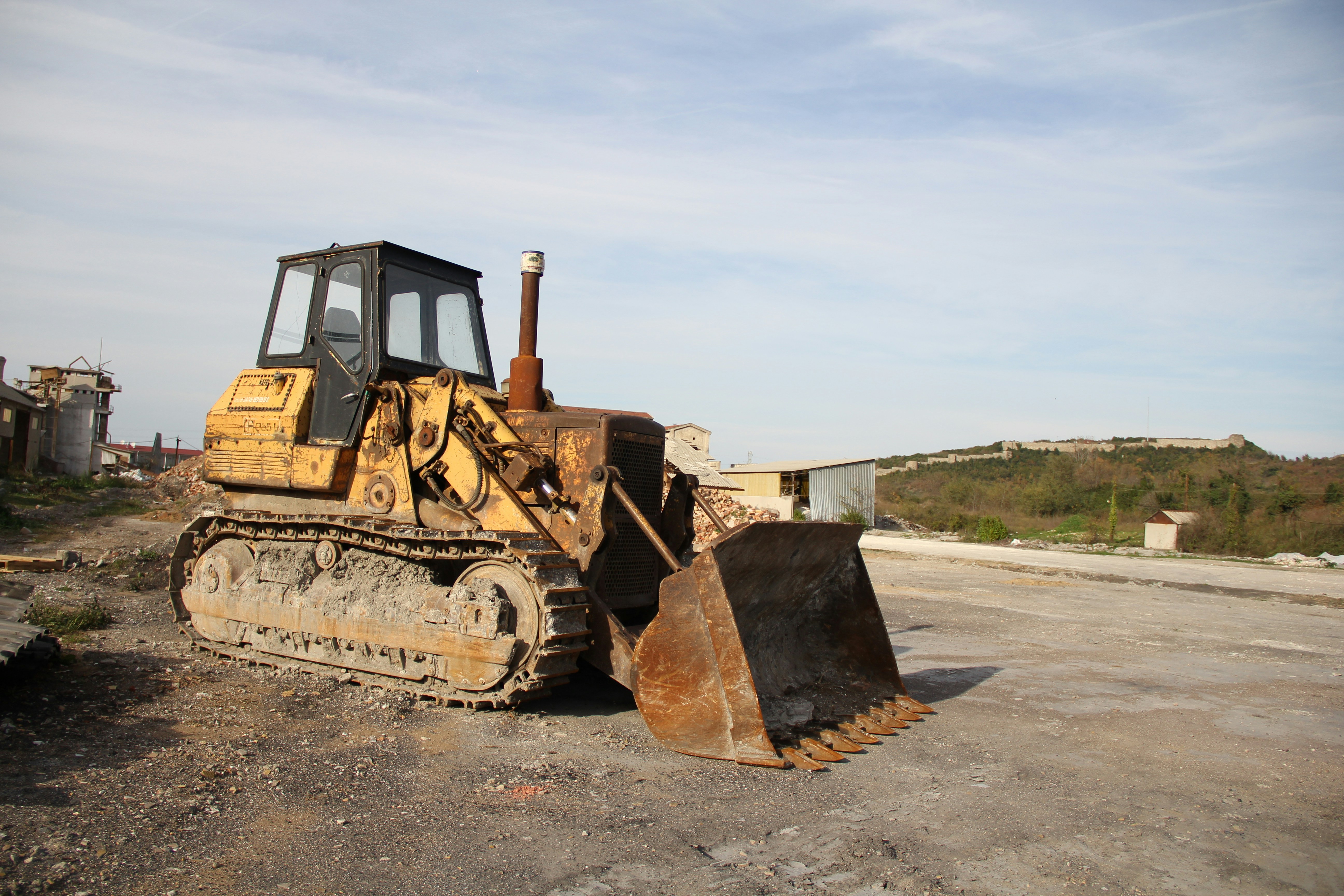 a bulldozer on a road