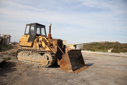 a bulldozer on a road