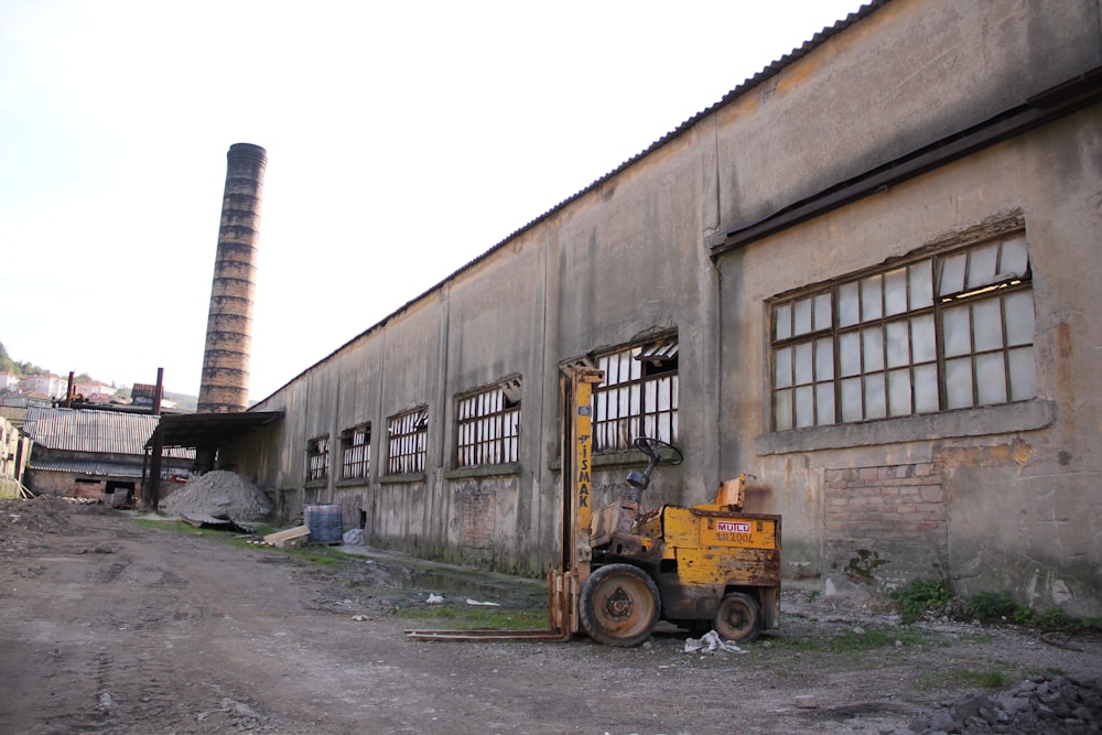 a large building with a large truck in front of it