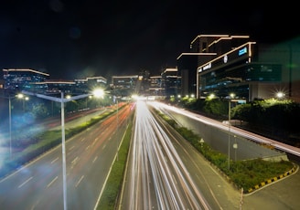 a highway at night
