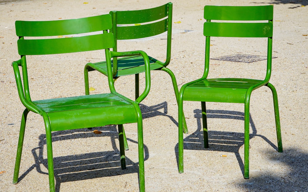 a row of green chairs