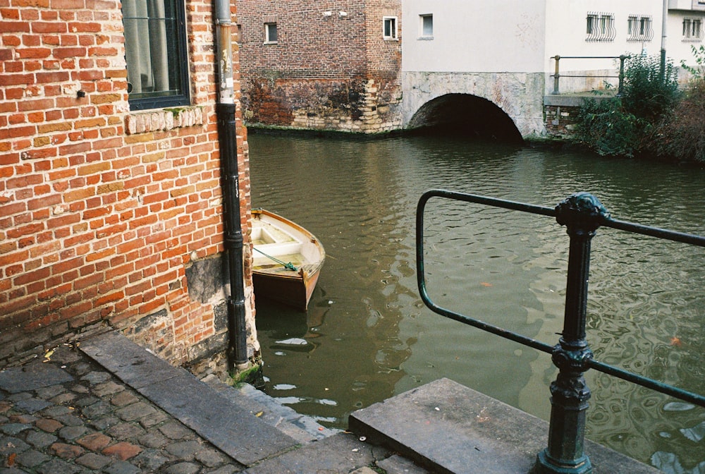 a boat in a canal