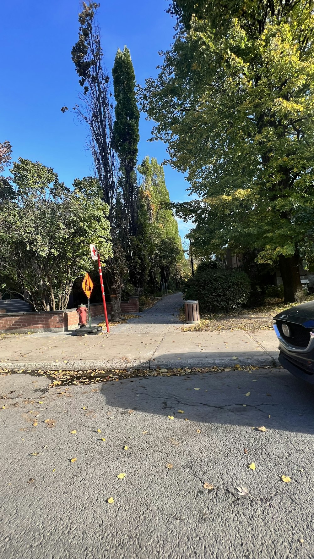 a person walking on a sidewalk