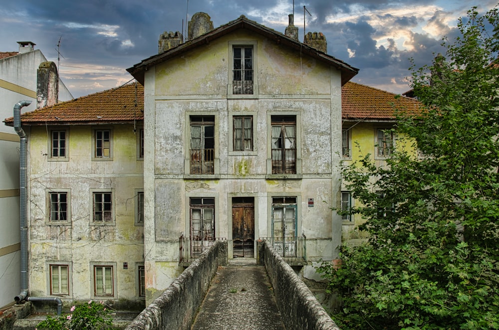 a stone building with a staircase