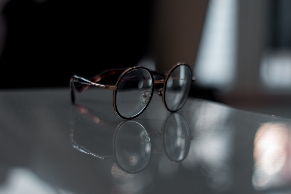 a pair of glasses on a table