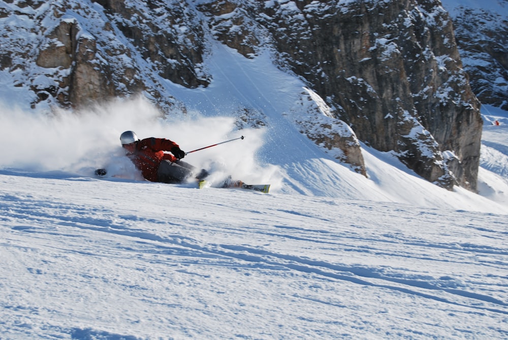 a person skiing down a mountain