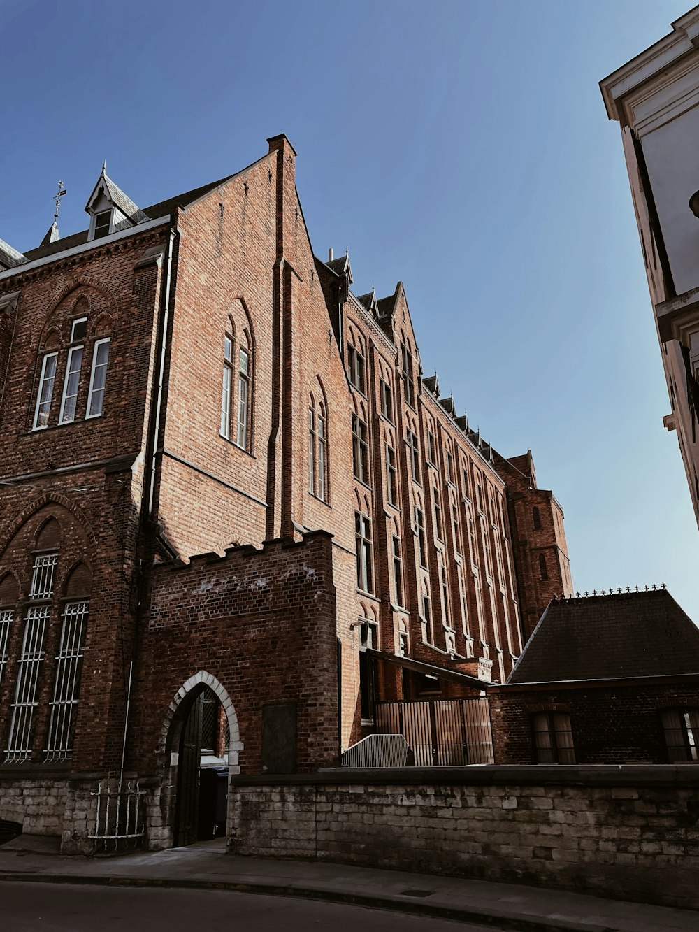 a brick building with a tower