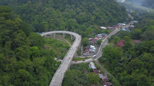 A newly constructed rural road connecting two villages.