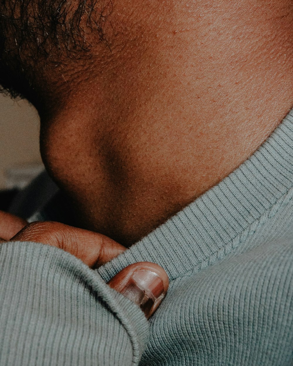 a close up of a person's chest