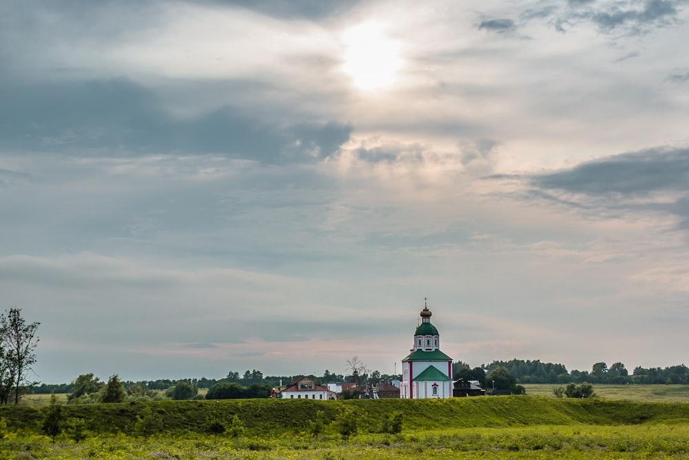 a building in a field