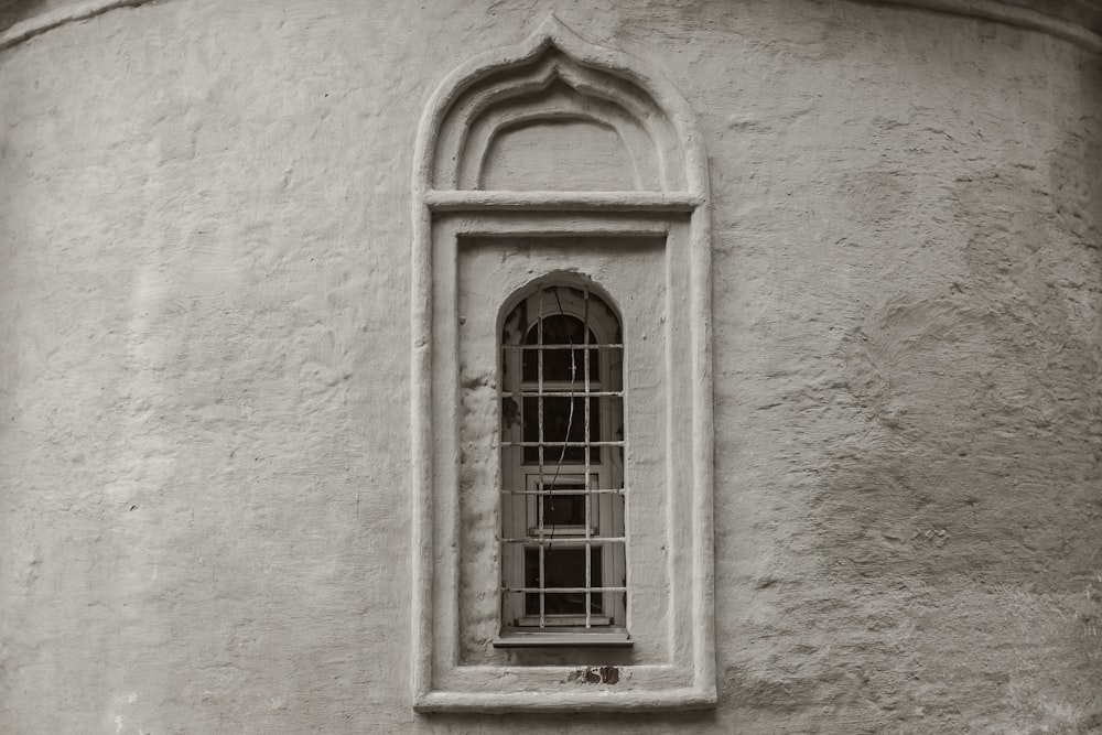 a window in a stone building