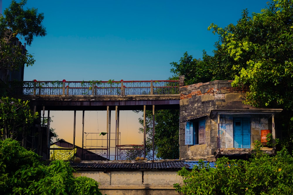 a bridge over a building