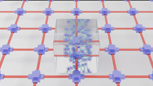 Abstract network of nodes and arrows symbolizing growth and connection.
