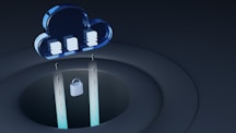 a blue and white logo