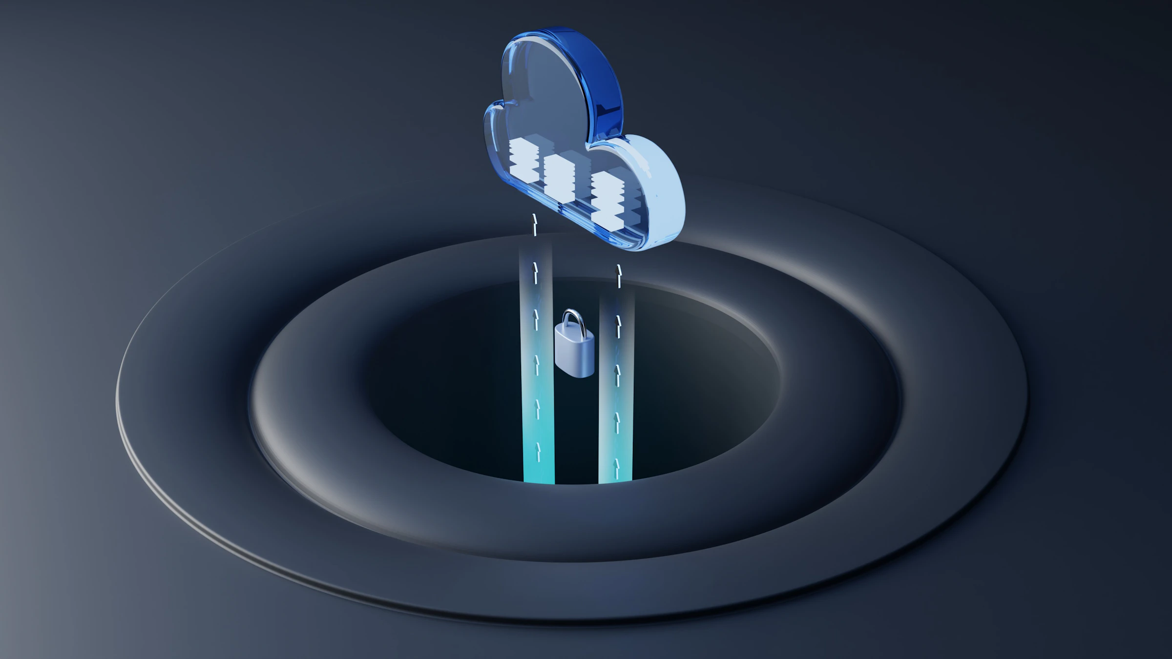 Abstract 3D render of a glass cloud node