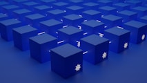 a group of blue boxes