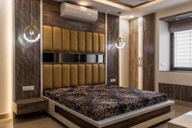 a bed in a room