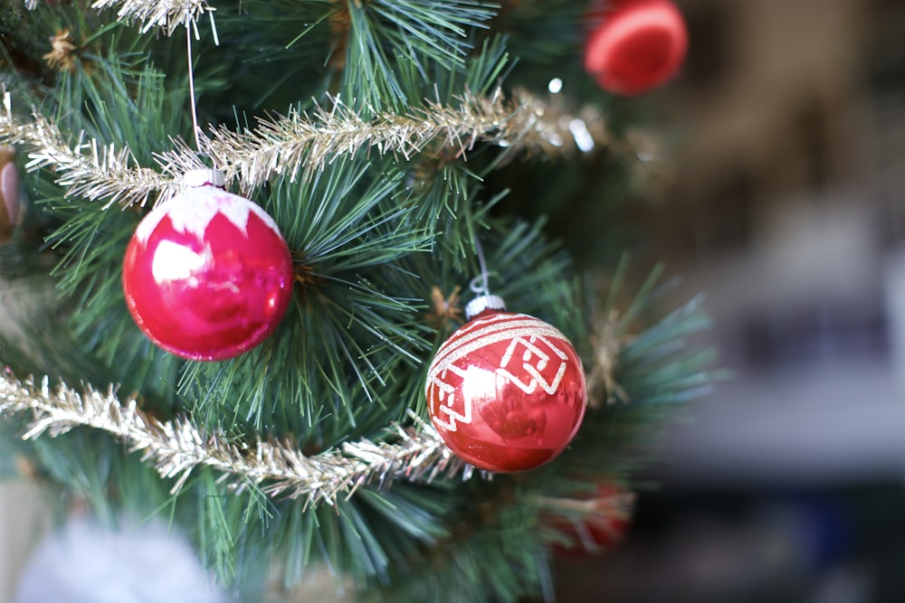 a close up of a christmas tree