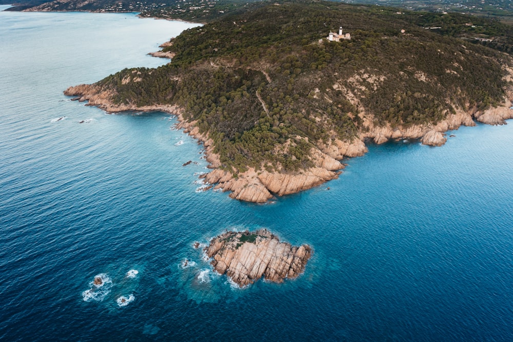 an island with a house on it