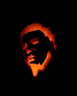 a carved pumpkin with a face