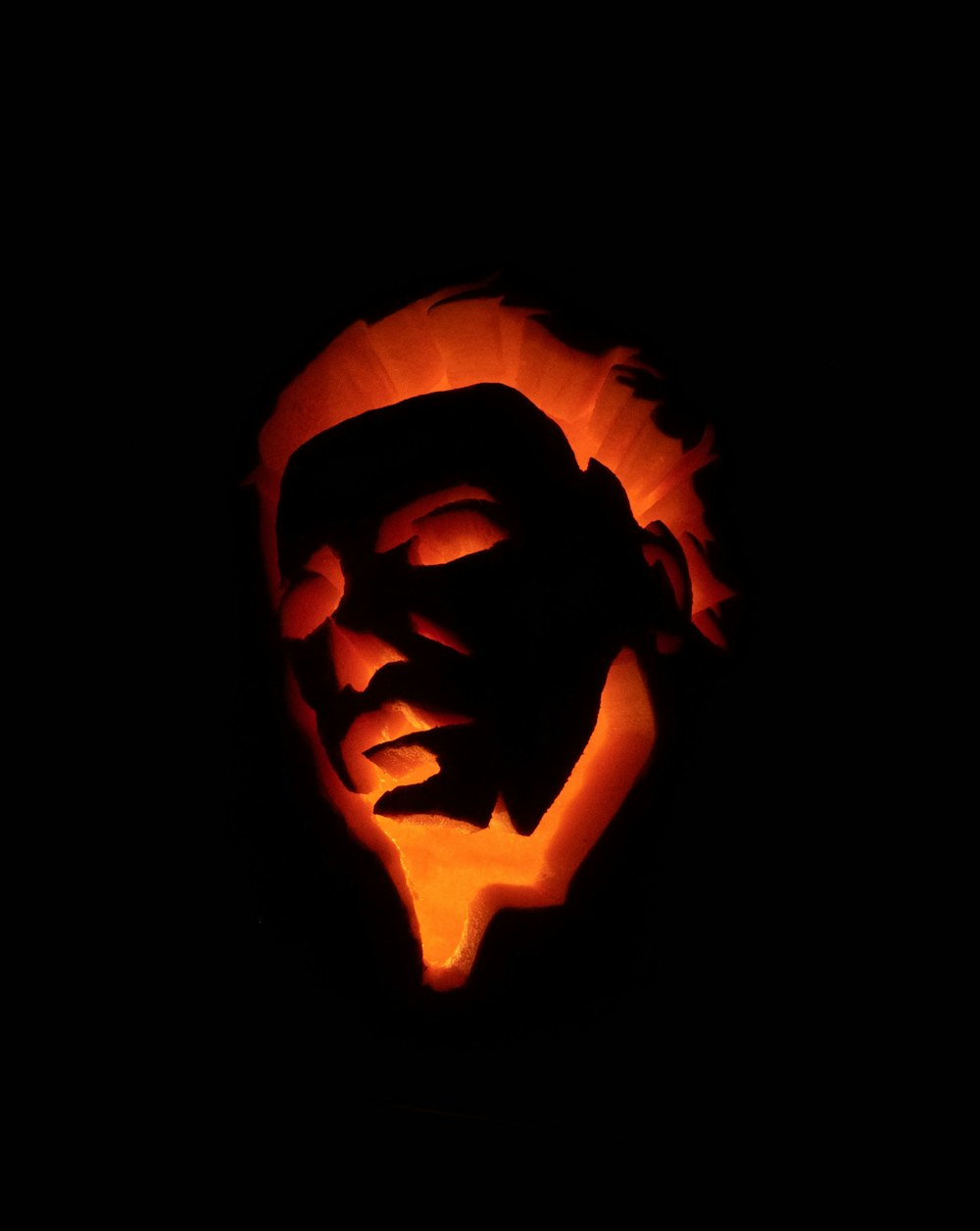 a carved pumpkin with a face