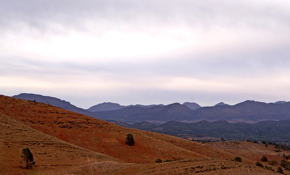 a landscape with hills and trees