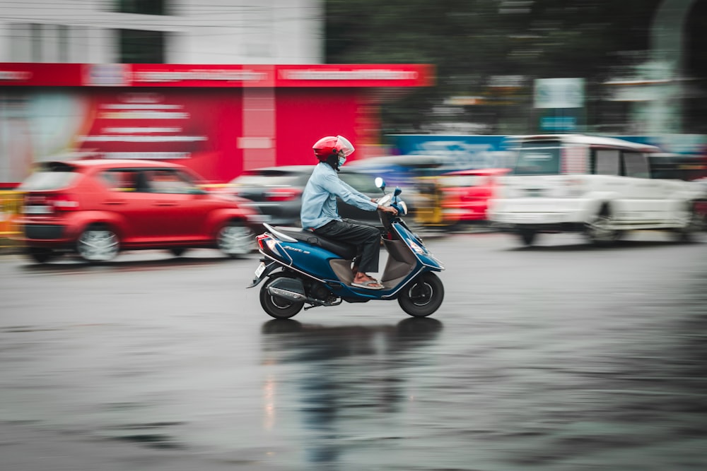 a person riding a scooter