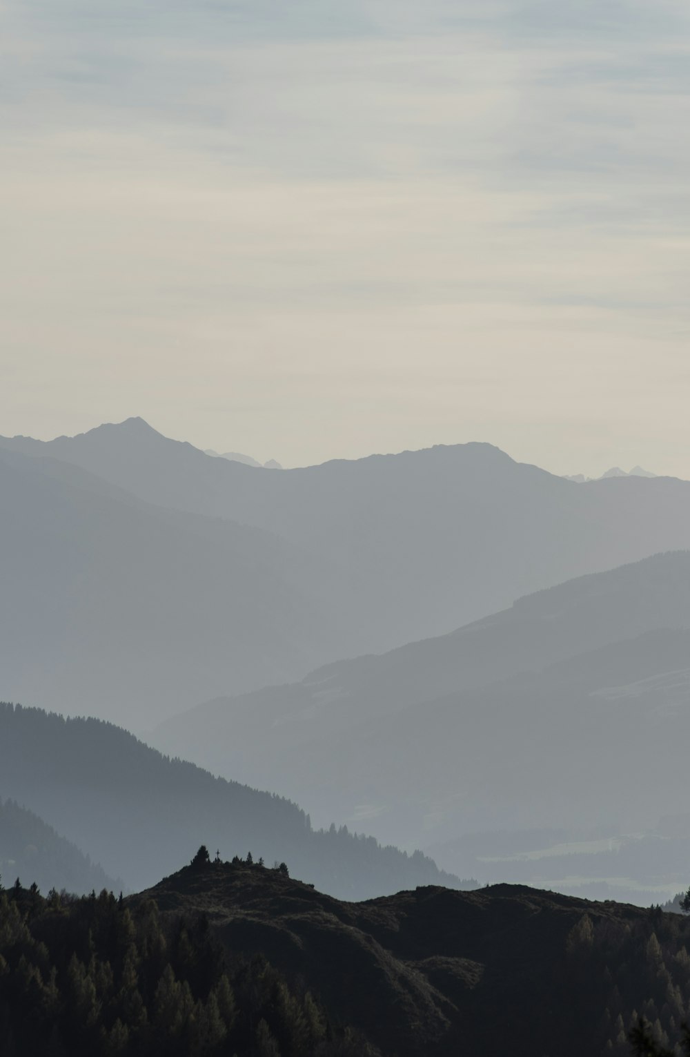 a landscape with hills and trees