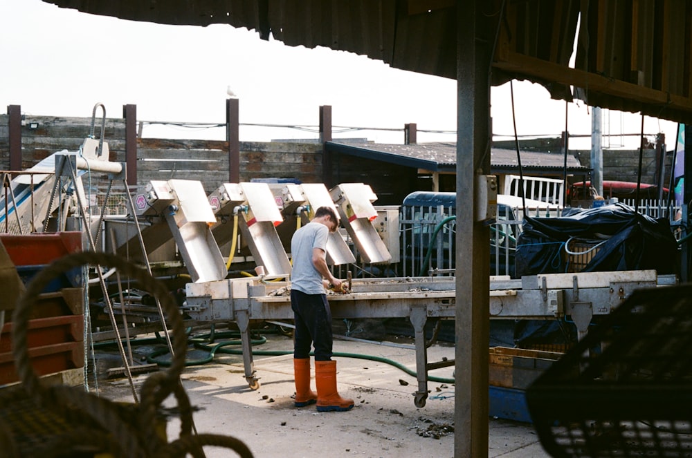 a person working on a structure