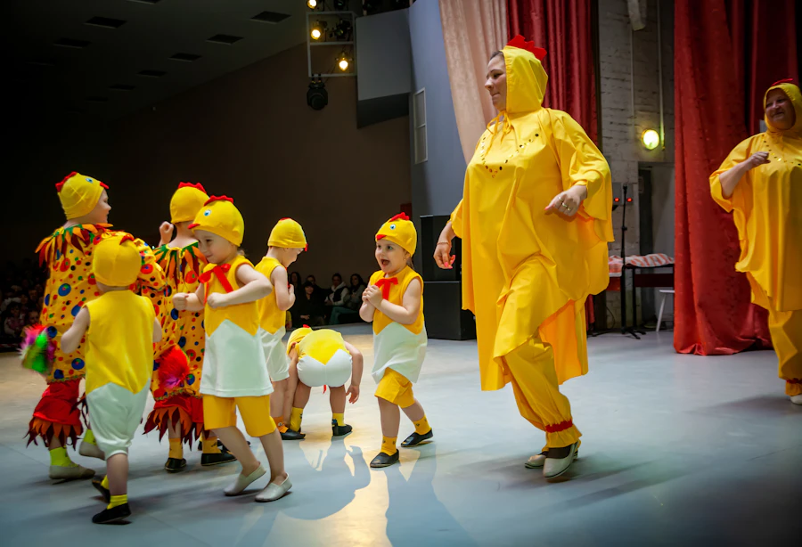 A storyteller engaging children with expressive Krishna leela narration