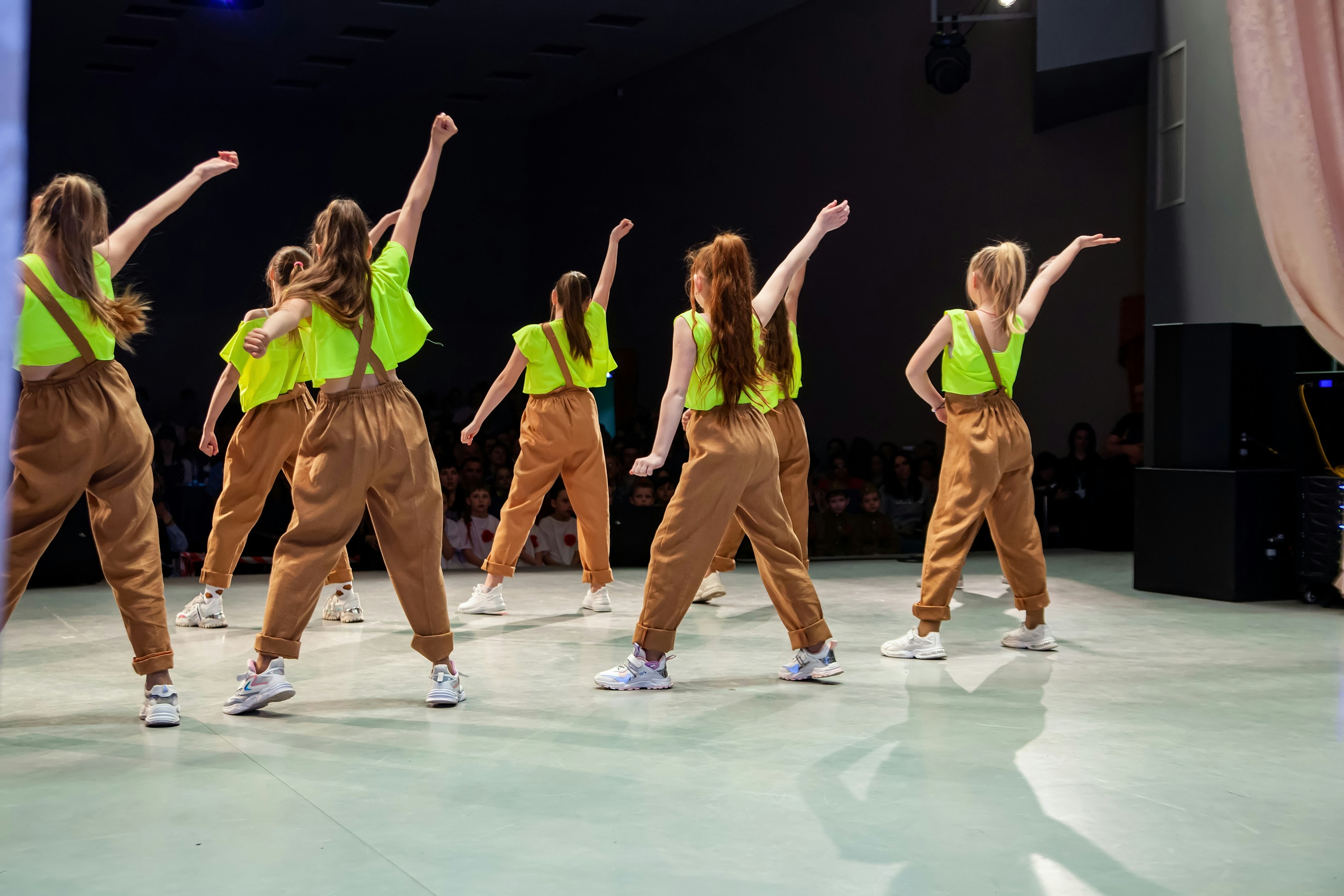 A group of people dancing together