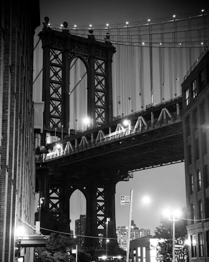 a bridge with lights at night