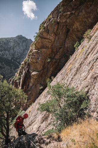 a person climbing a mountain