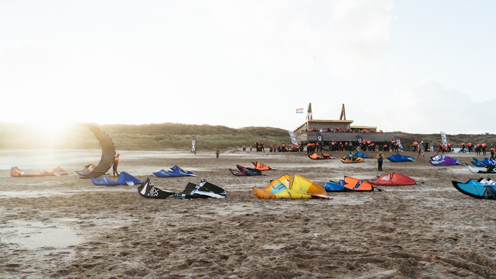 a group of people on a beach