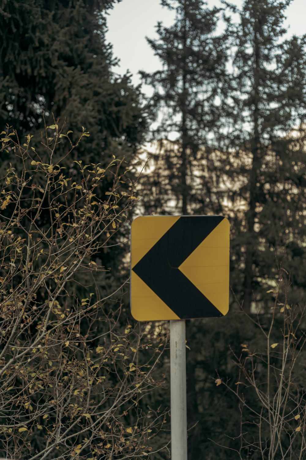 a yellow sign on a pole