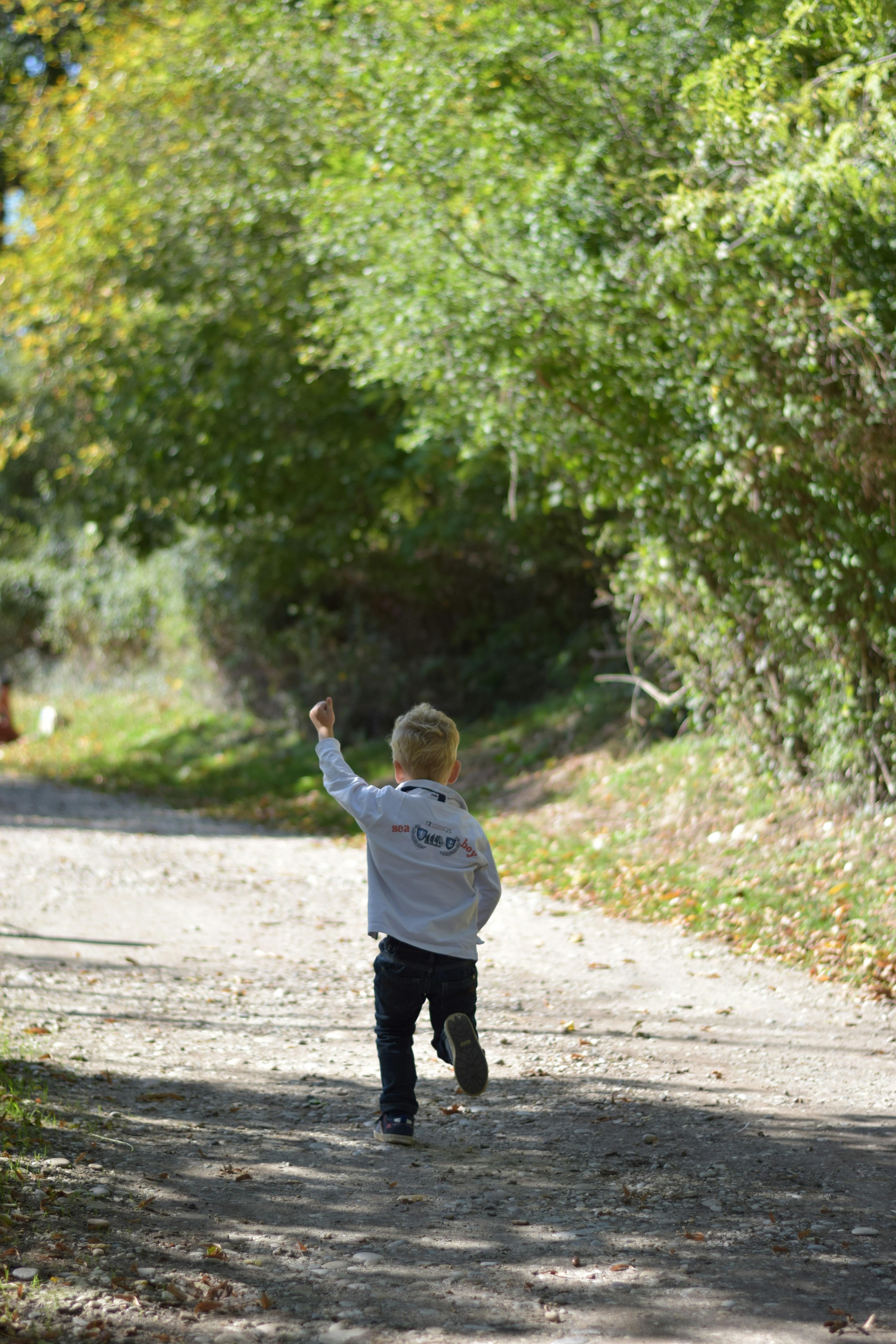 a boy jumping in the air