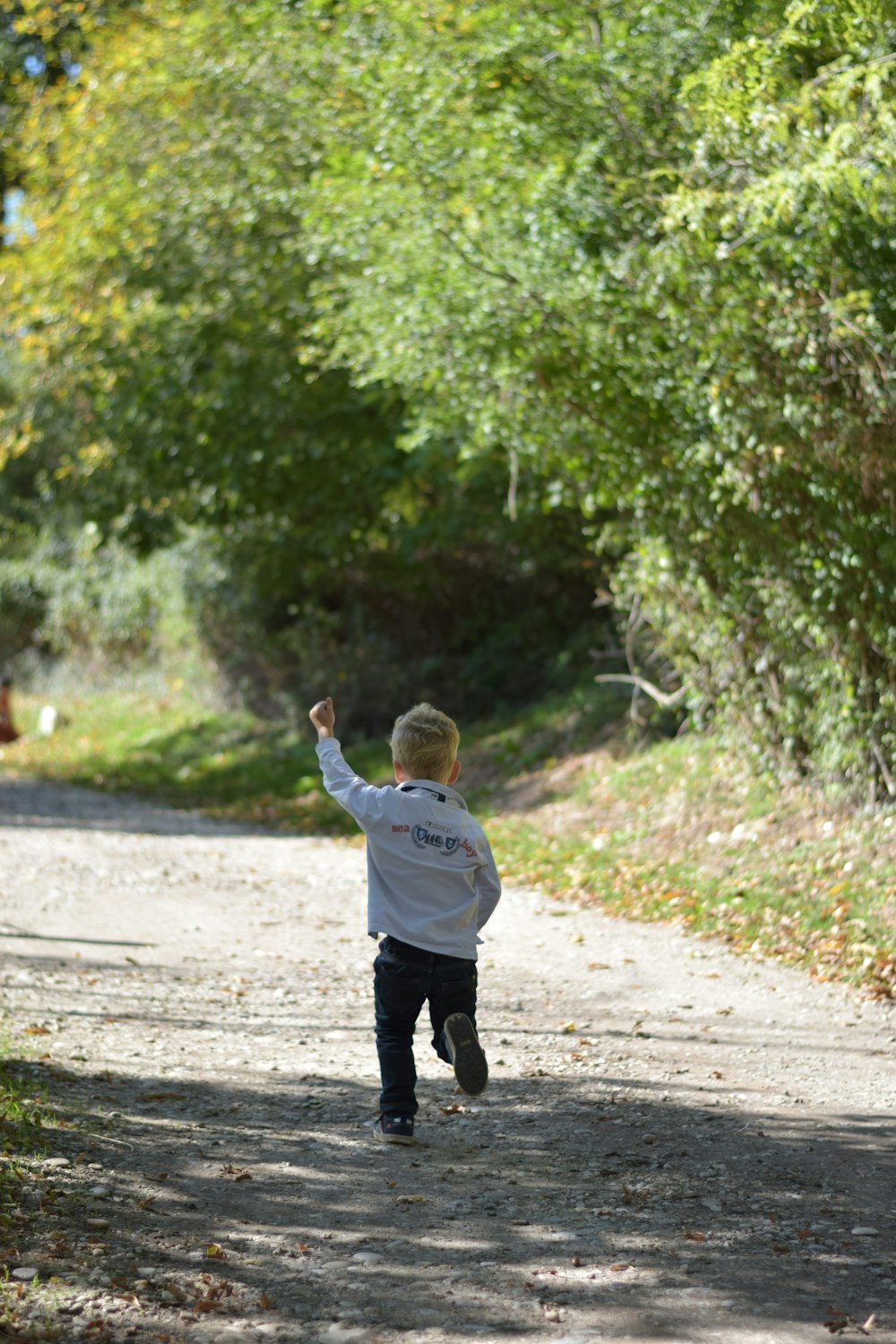 a boy jumping in the air