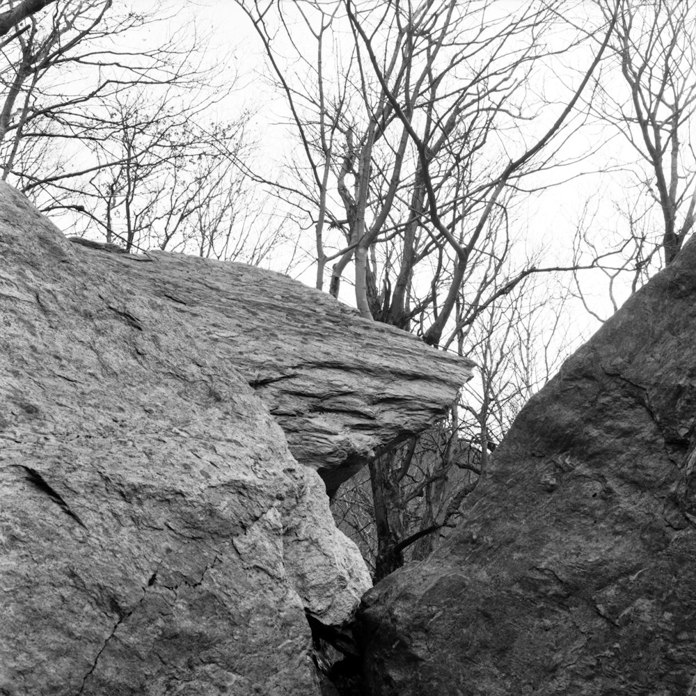 a large rock cliff