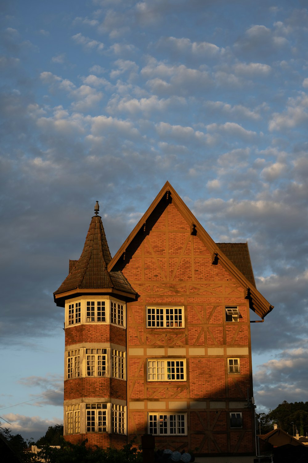 a large building with a pointed roof