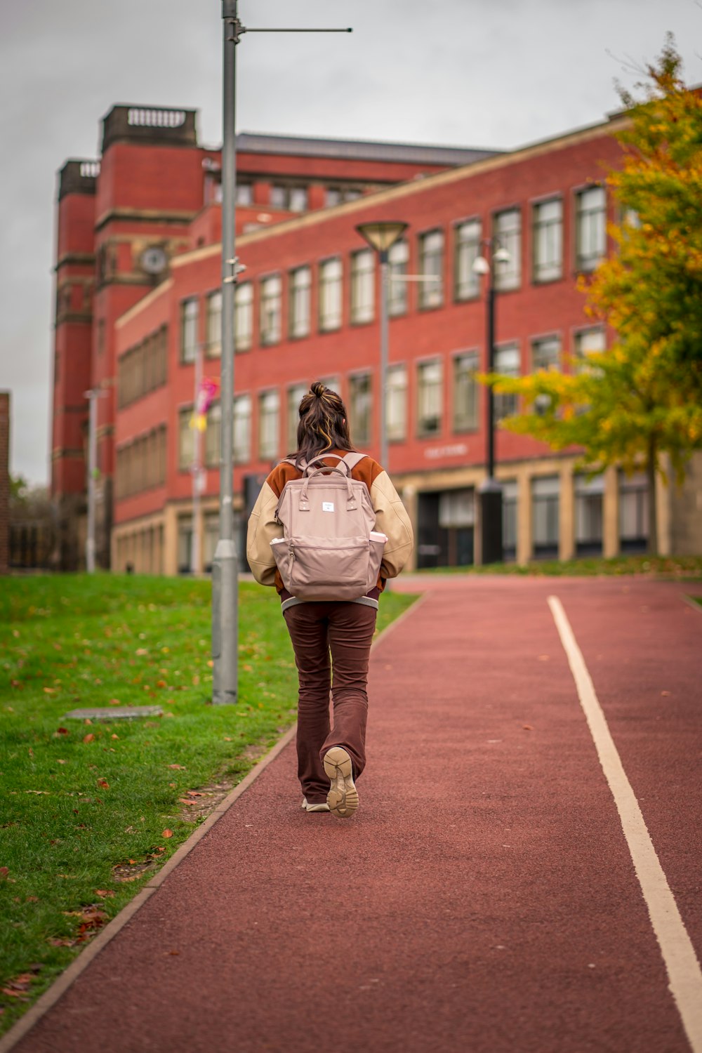 a person walking on a road