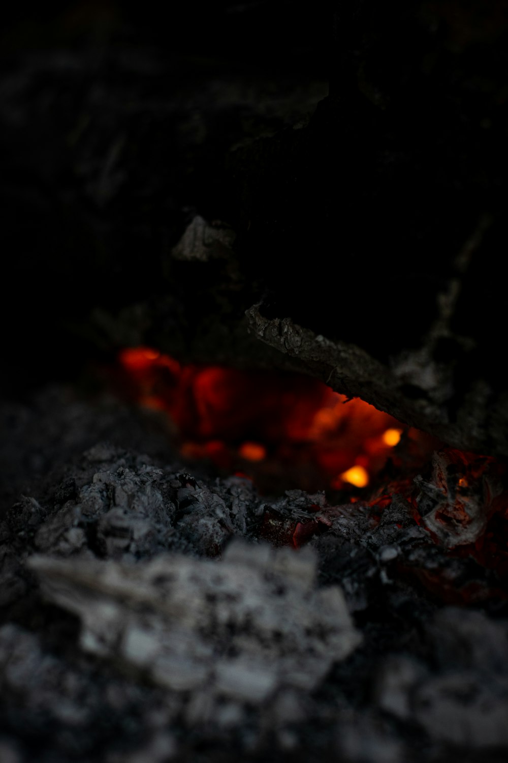 a fire burning in the dark