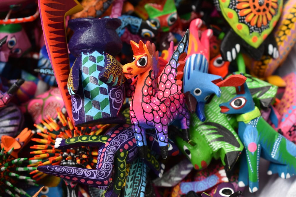 a group of colorful statues