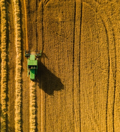 Aerial view of advanced agricultural drone in action.